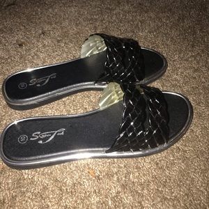 Black and silver sandals